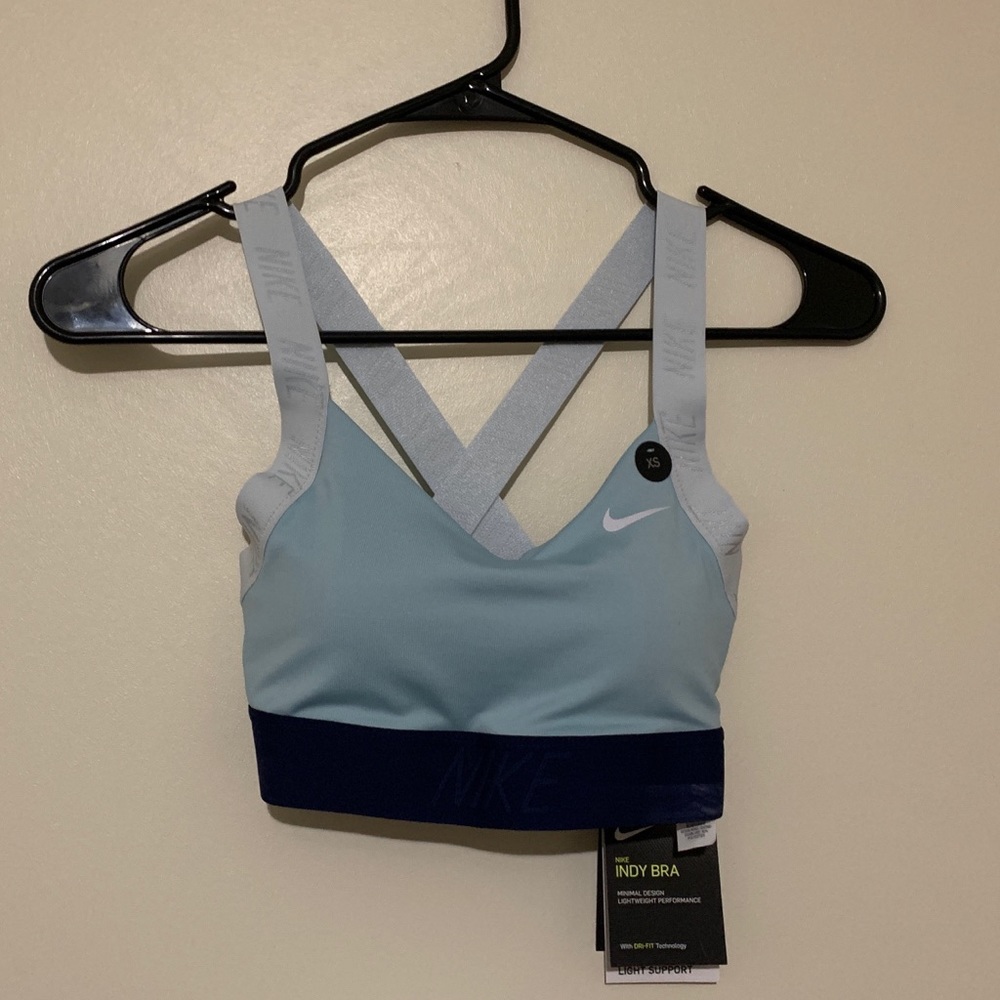Light Blue/Dark Blue Nike Sports Bra